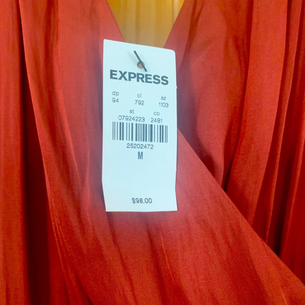 Express silk pant jumpsuit in rust size M